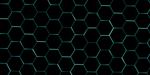 Black hexagon 3D background texture. modern abstract polygonal pattern. 3d rendering illustration. Futuristic abstract banner. white and black lines 3d Hexagonal. honeycomb black Background.