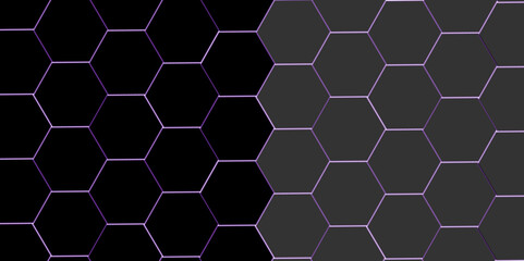 Black hexagon 3D background texture. modern abstract polygonal pattern. 3d rendering illustration. Futuristic abstract banner. white and black lines 3d Hexagonal. honeycomb black Background.