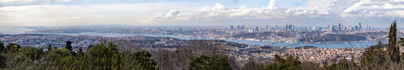 Fototapeta premium Panoramic view of the city from Çamlıca Hill. Istanbul Türkiye, February 2024
