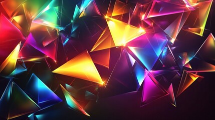 Abstract Neon Triangles with Glow Effects in Vibrant Colors