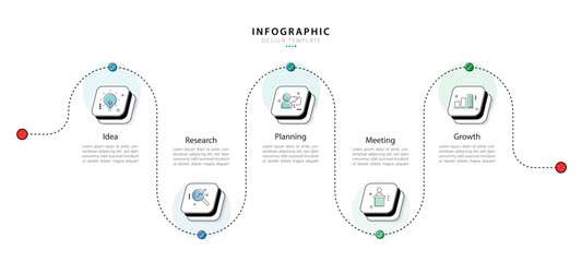 Timeline infographic template. 5 Step timeline journey, calendar Flat simple infographics design template. presentation graph. Business concept with 5 options, vector illustration.