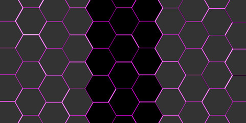 Black hexagon 3D background texture. modern abstract polygonal pattern. 3d rendering illustration. Futuristic abstract banner. white and black lines 3d Hexagonal. honeycomb black Background.