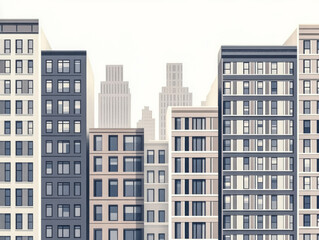 Urban skyline showcases modern architecture in a bustling city environment