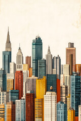 Obraz premium Vibrant urban skyline showcasing architectural diversity in a bustling city