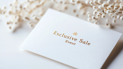 Exclusive sale event invitation card with elegant design and texture