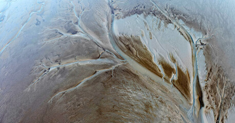 Aerial view of the tidal channels showing a fractal like structure, The Netherlands