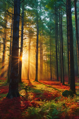 Fototapeta premium modern abstract artwork of nature, combining vibrant summer colors and shapes exploring the textures and patterns of abstract nature