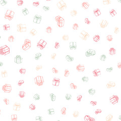 Abstract Gift Boxes Random Pattern In Retro Style, Geometric Background.