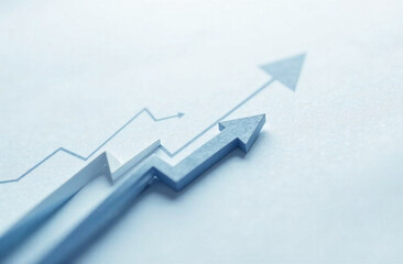 Metal arrow showing growth points upward