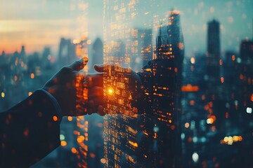 Modern Cityscape Night Transaction Background