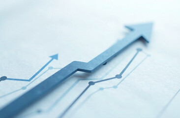 Growth chart with arrow pointing up, business growth, currency value growth and quotes