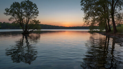 serene sunrise over mountains featuring colorful geometric designs capturing the majesty of nature in abstraction