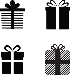 Gift box icons in Trendy Flat style .Gift box flat line silhouette set.
