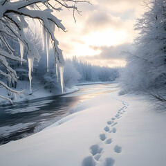 Winter landscape with trees