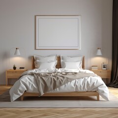 Highly Detailed White Frame in Elegant Bedroom