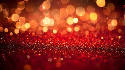 Red Glitter Background With Sparkling Lights