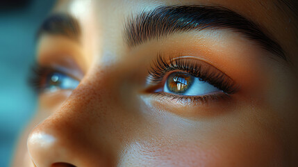 Beauty specialist performing precise eyebrow threading service with traditional technique in modern salon