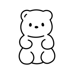 Cute jelly bear. Black and white illustration, hand drawn coloring.