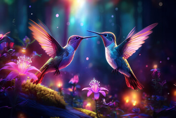 Obraz premium Ruby Throated Hummingbird Art 