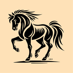 Dynamic Black Horse Illustration - Elegant and Majestic Vector Design