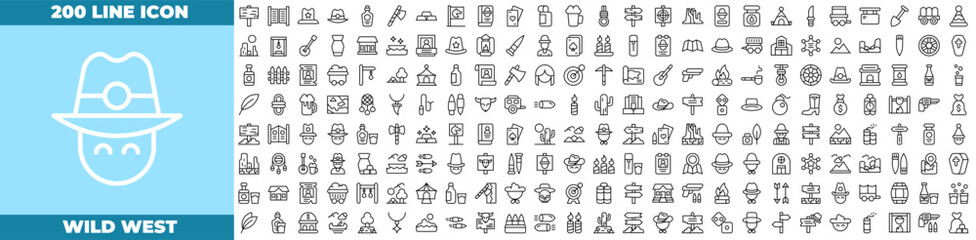Wild West Line Editable Icons set.