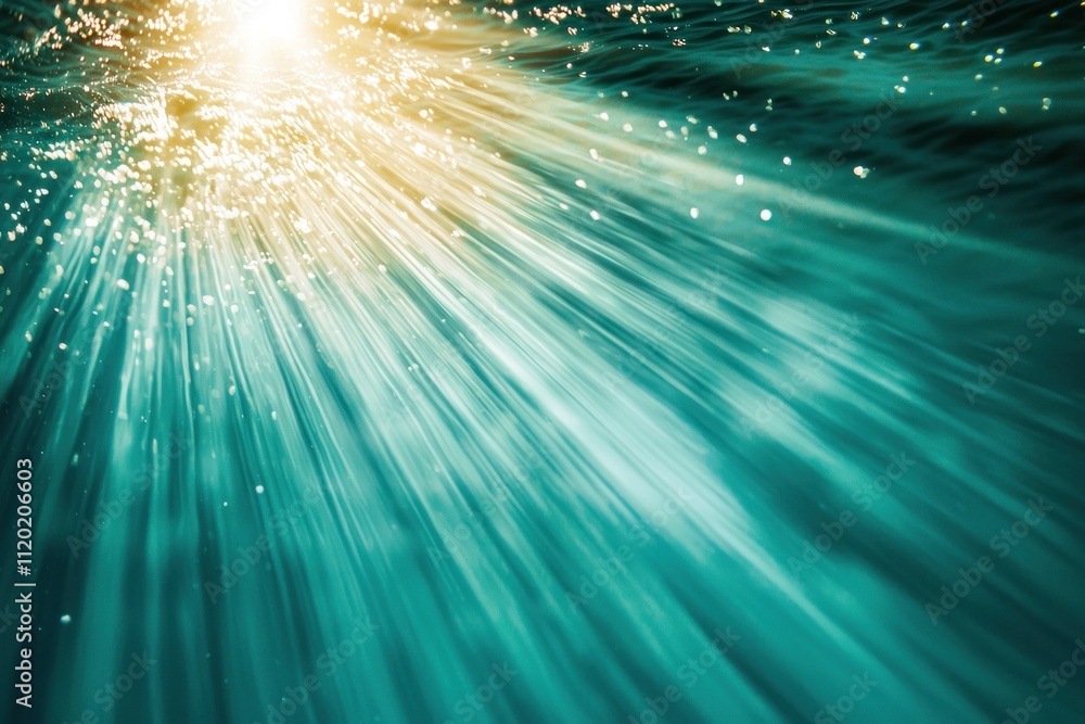 Poster sunlight filters through the clear water, casting glowing rays and sparkling reflections. the tranqu