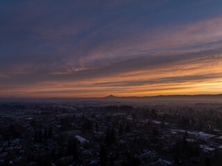 Stunning Sunrise looking at Mt Hood in Woodburn Oregon, Pacific Northwest	
