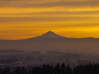 Stunning Sunrise looking at Mt Hood in Woodburn Oregon, Pacific Northwest	