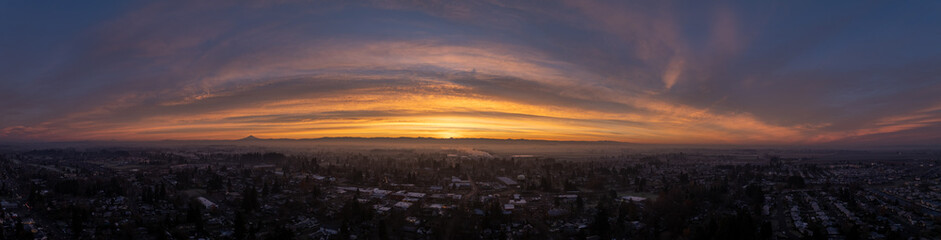 Stunning Sunrise looking at Mt Hood in Woodburn Oregon, Pacific Northwest	