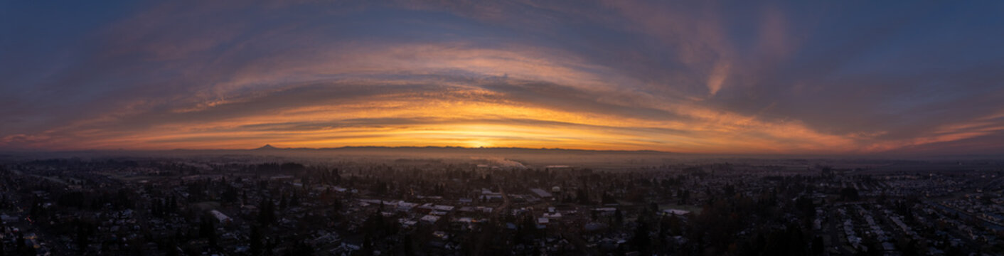 Stunning Sunrise looking at Mt Hood in Woodburn Oregon, Pacific Northwest	