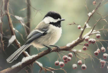Fototapeta premium Chickadee Song Bird