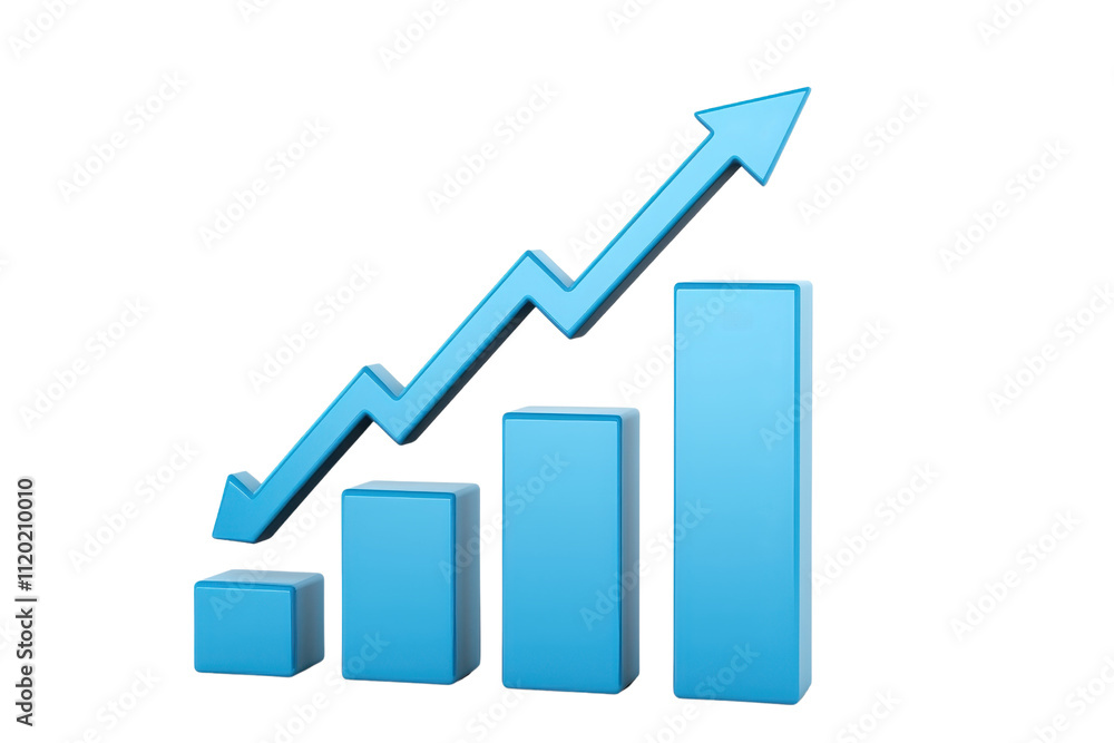 Aufkleber a blue bar graph with an upward trend indicates growth and progress in data representation.