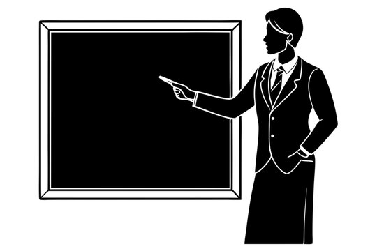 recommend clip art: Silhouette of a teacher pointing at a chalkboard