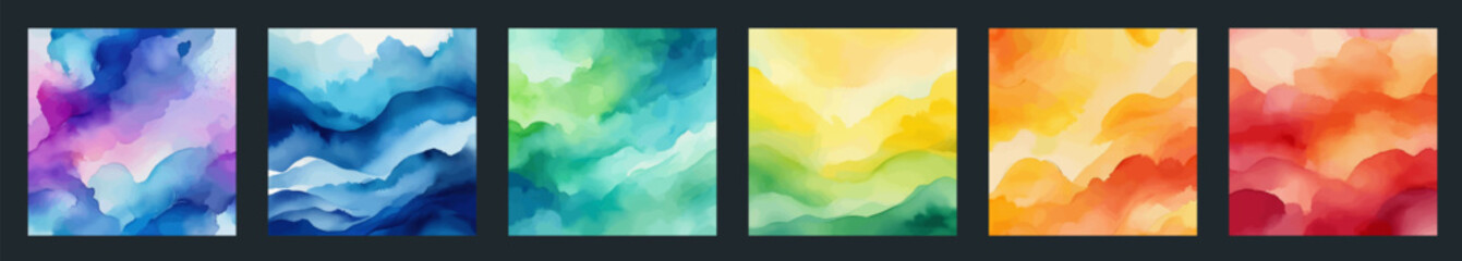 Big set of bright vector colorful watercolor background for poster, brochure or flyer