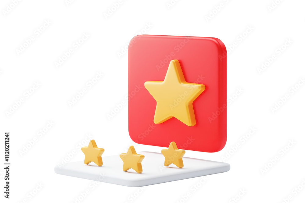 Poster a colorful star icon with three smaller stars positioned below it, symbolizing rating or achievement