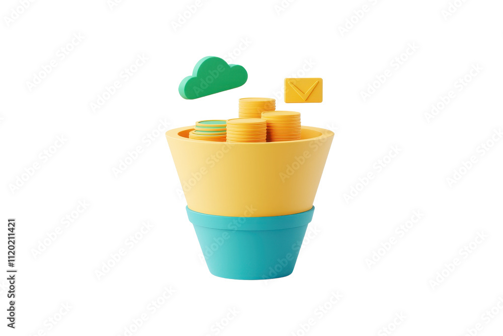 Poster a colorful pot containing blocks and playful shapes, designed for creative building and imaginative 
