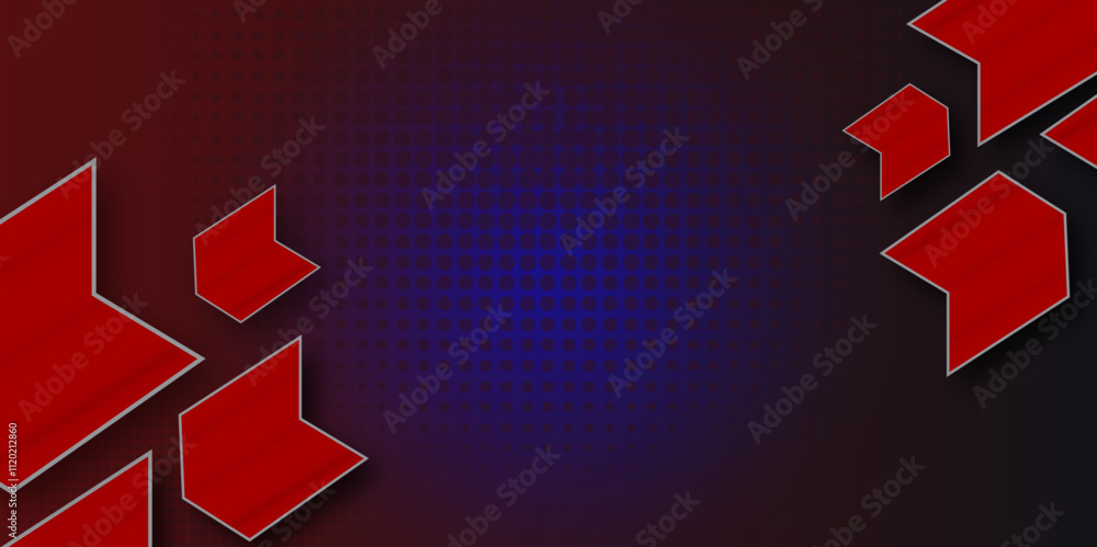 Poster red abstract background. dynamic shapes composition.