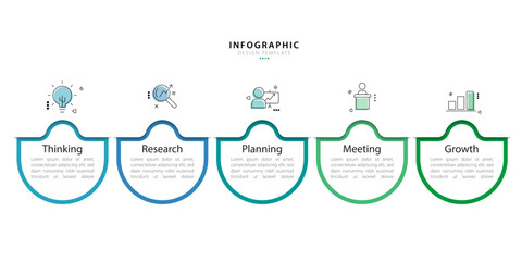 Timeline infographic template. 5 Step timeline journey, calendar Flat simple infographics design template. presentation graph. Business concept with 5 options, vector illustration.
