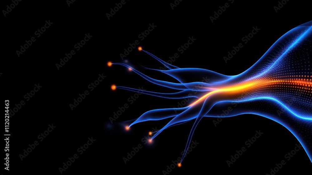 Poster abstract design featuring flowing lines and glowing elements.