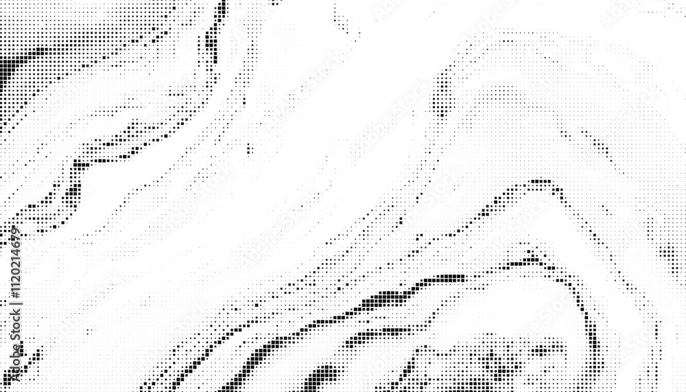 Poster black and white abstract halftone pattern with marmer effect. smooth transition of geometric pattern