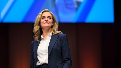 Confident Businesswoman Speaking at a Professional Conference