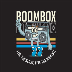 Obraz premium Vector Illustration of Boombox Mascot with Retro Mascot Illustration Available for Tshirt Design