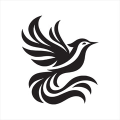  A silhouette flying bird logo