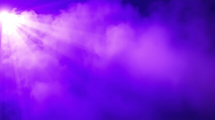 Purple Haze Stage Light: Dramatic purple and white light beams cutting through thick fog or smoke on a stage. Ideal for concert, music, event, and party themes. 