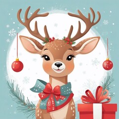 Cards and Gifts Online Christmas Card Cute  deer