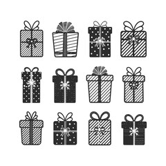 Premium Elegant Christmas Gift Set Vector Art Ideal for Christmas Cards and Holiday Decor Projects.