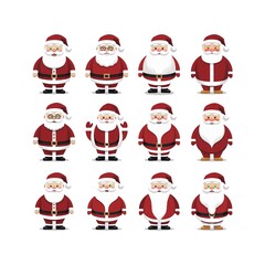 Varied Santa Claus Collection Vector Illustration for Christmas Décor and Festive Celebrations.