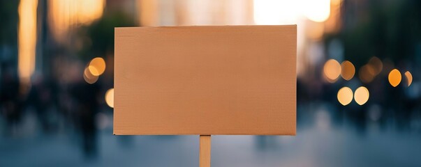 A protest sign emphasizing social justice advocacy on a vibrant city street.