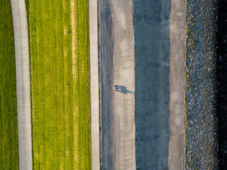 Aerial view of a protective dyke in the Eemsdelta, Groningen, The Netherlands