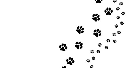Vector illustration of black animal paw prints on a white background, symbolizing pet footprints or animal trail patterns for design projects